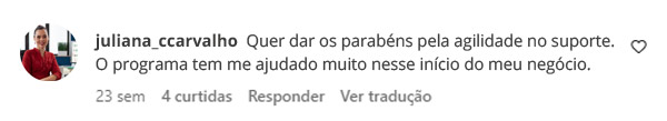 Depoimento de Juliana Carvalho sobre o programa